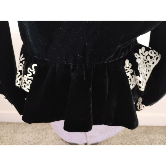 Julie Duroche Jacket Black Velvet Embellished Shoulder Pads 80s Glam 12/14 - Picture 6 of 11